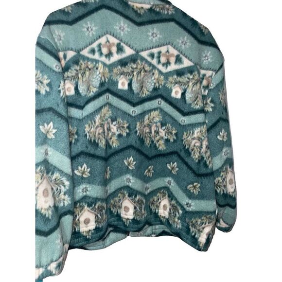 Vintage 1990s Teddi Floral Tree Print Full Zip Fleece Sweater / Sportswear / 90s - Picture 4 of 5
